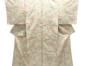 草花模様織出し十日町紬着物